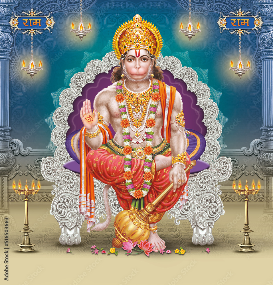 Lord Hanuman, Ram Bhakat Hanuman JI, Wall Decor, Digital Wall ...