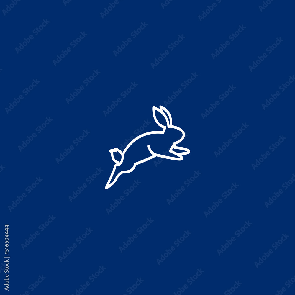 Rabbit animal symbol logo icon concept in isolated blue background vector illustration Rabbit animal symbol logo icon concept in isolated blue background vector illustration