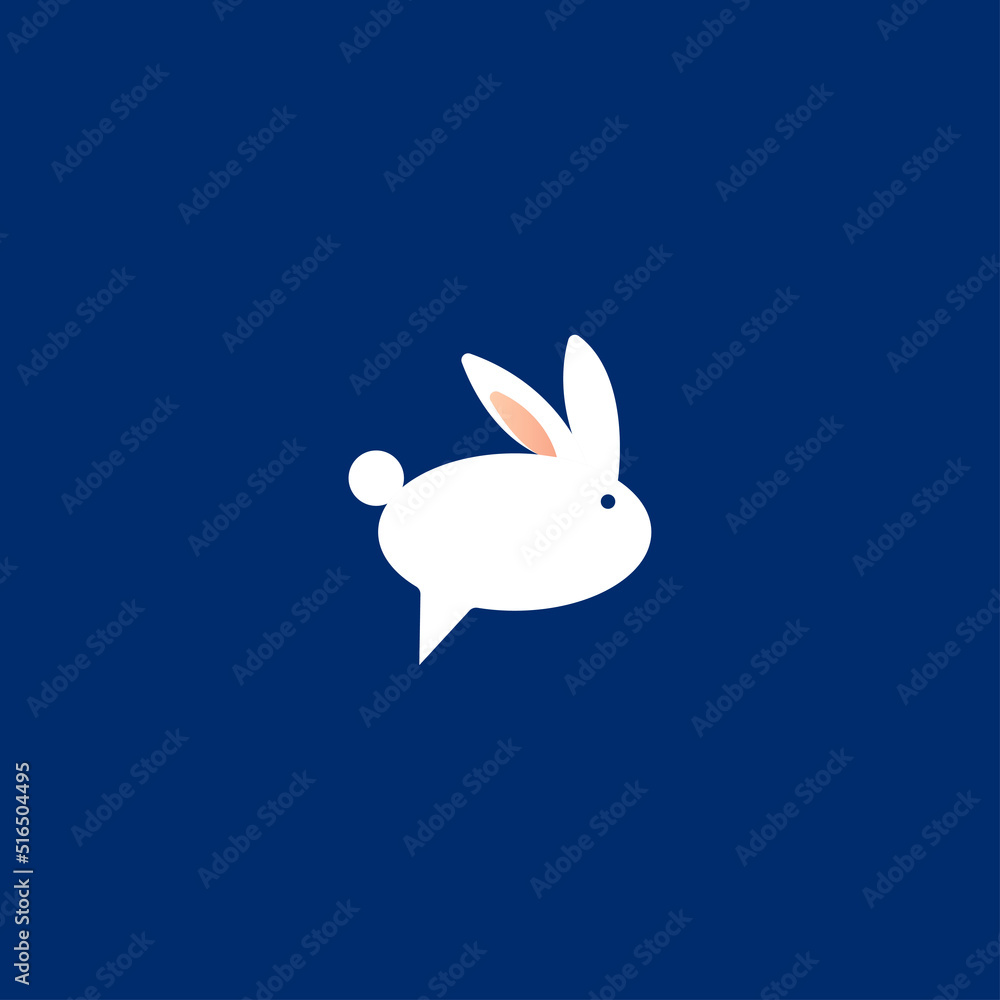 Rabbit animal symbol logo icon concept in isolated blue background vector illustration Rabbit animal symbol logo icon concept in isolated blue background vector illustration