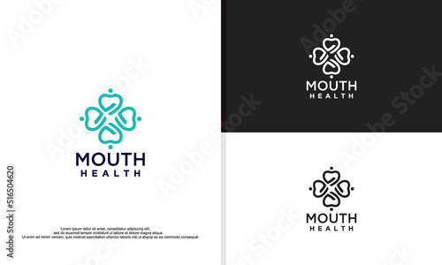 logo illustration vector graphic of teeth shaped like clover leaf.