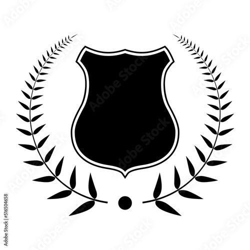 Coat of arm black color isolated on white background for decoration, celebration, festival. Vector 10 eps