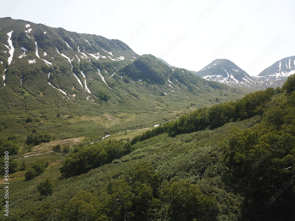 Naklejka premium Wild nature of Russia, Kamchatka. View from above. No filters.