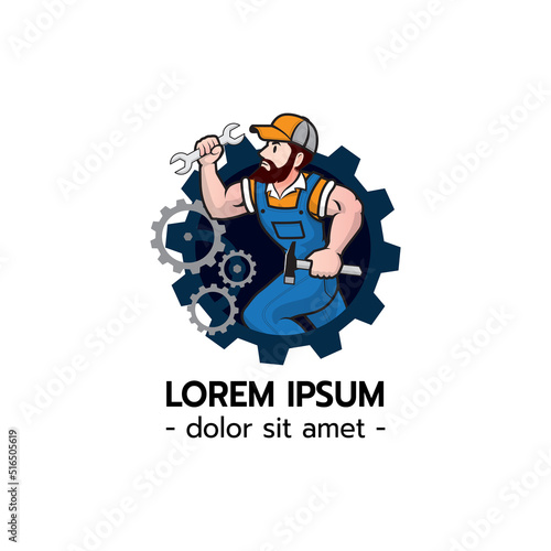 Mechanic Logo Character Vector Illustration