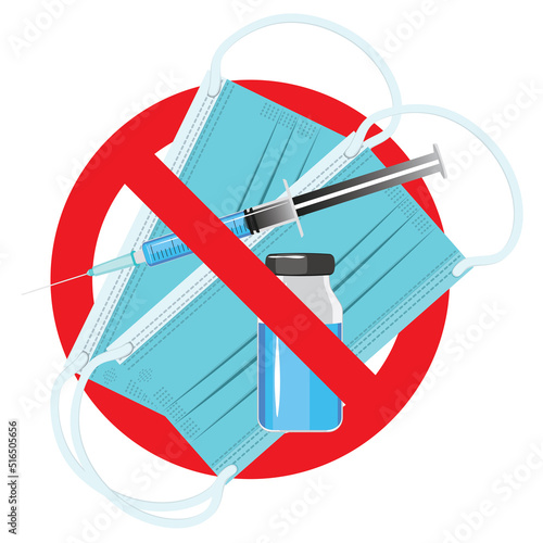 Mask and vaccine inside forbidden sign
