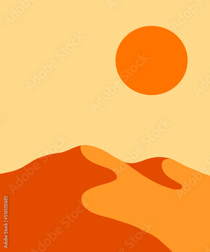 abstact wavy shapes mountain and hills landscapes, vector illustration scenery in earthy and terracotta color palette 