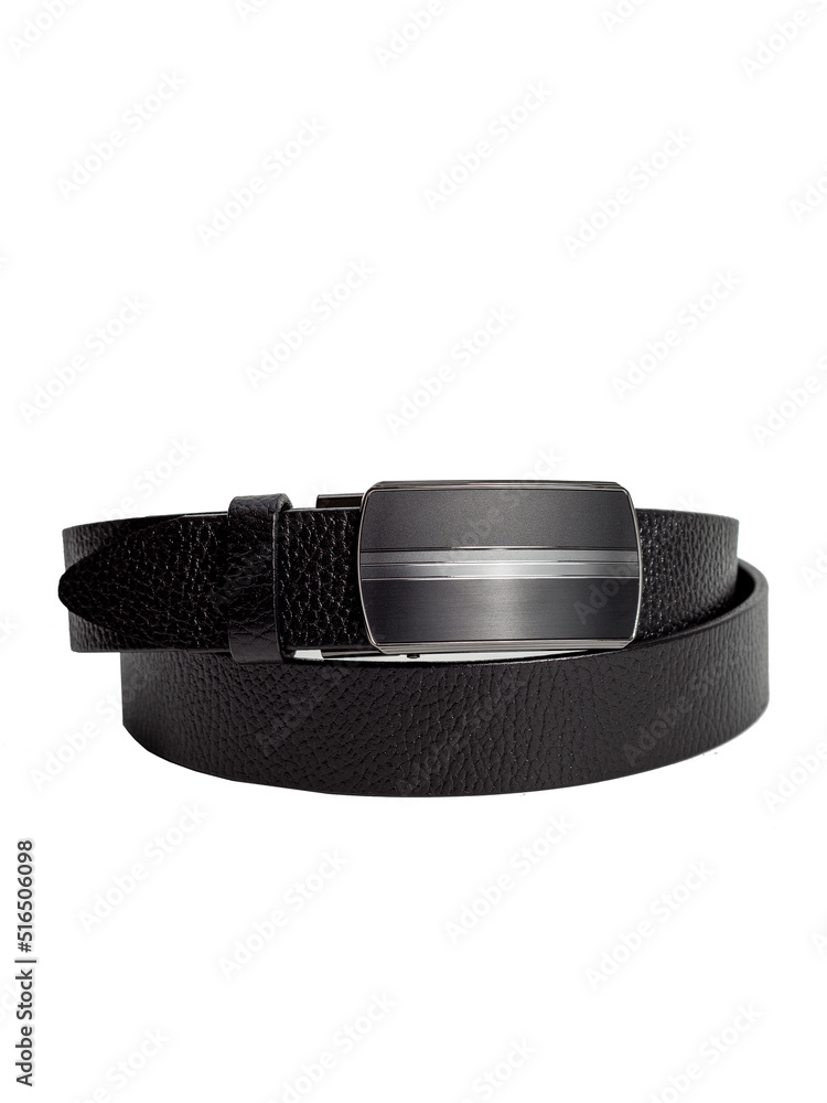 black men's leather belt on isolated white background black men's leather belt on isolated white background