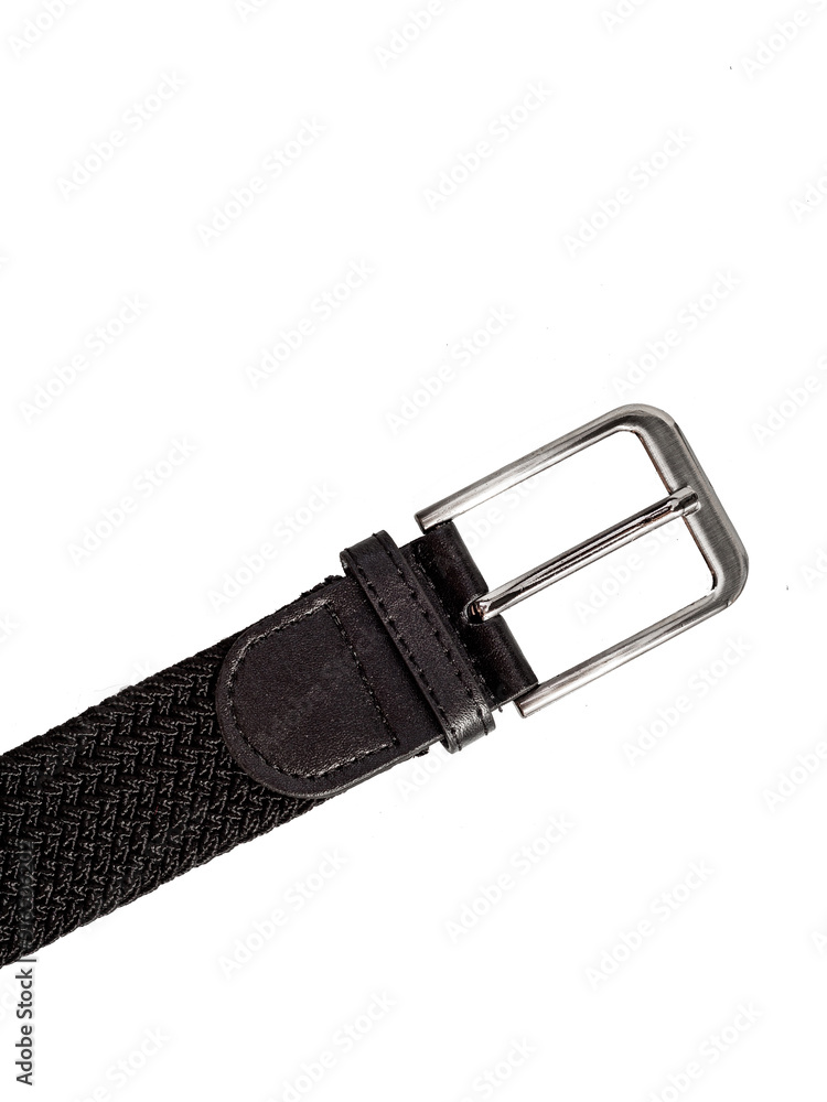 black men's leather belt on isolated white background black men's leather belt on isolated white background