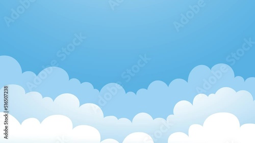 2d animation of blue sky and white clouds with sunny weather