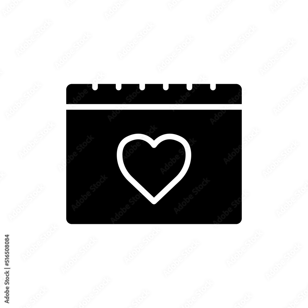 Calendar icon with heart. Icon related to wedding. Solid icon style, glyph. Simple design editable Calendar icon with heart. Icon related to wedding. Solid icon style, glyph. Simple design editable
