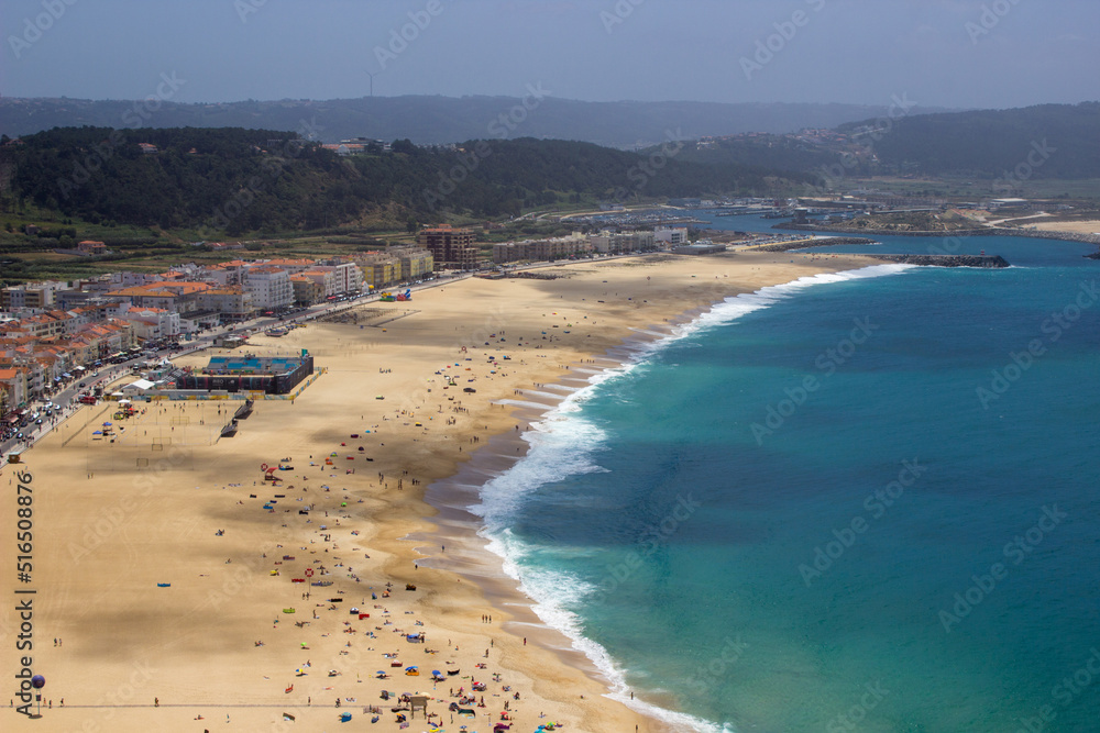 Nazare beach, coastline of Atlantic ocean, Portugal