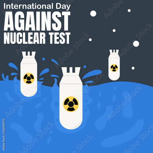illustration vector graphic of three nuclear bombs fell in the ocean, perfect for international day against nuclear test, celebrate, greeting card, etc.