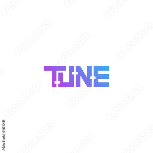 Tune text, music equalizer concept. Logo design.