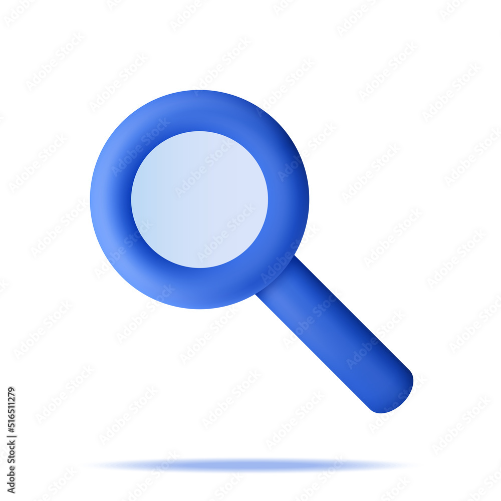 3D Blue Magnifying Glass Isolated on White 3D Blue Magnifying Glass Isolated on White
