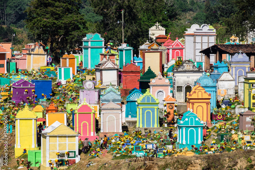 tumbas de colores, celebracion del dia de muertos en el Cementerio General, Santo Tomás Chichicastenango, República de Guatemala, América Central photo