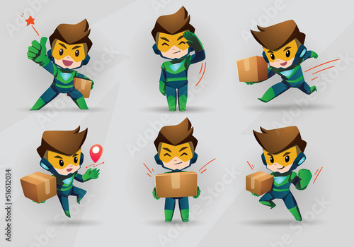Super Hero Boy Mascot Character Set delivery object