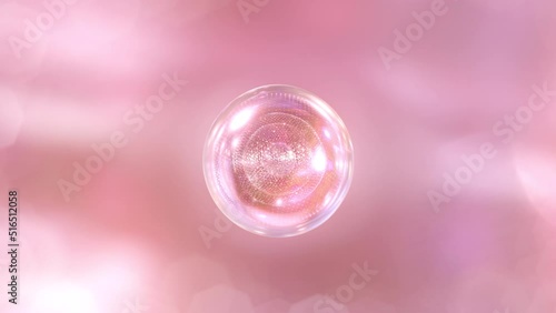 3D animation Cosmetics many atoms floating in droplets. Collagen bubbles Design. Moisturizing Cream and Serum Concept. Vitamin for health care and beauty concept