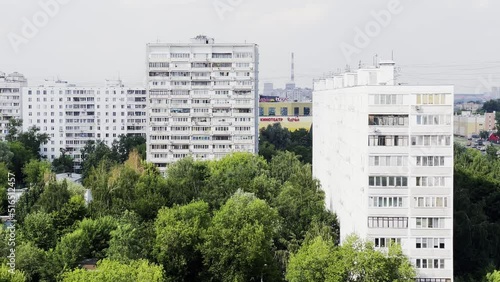 Moscow, Russia - Residential housing apartments and soviet buildings - Sleeping district in the north of the capital near Babushkinskaya in summer 2022 photo