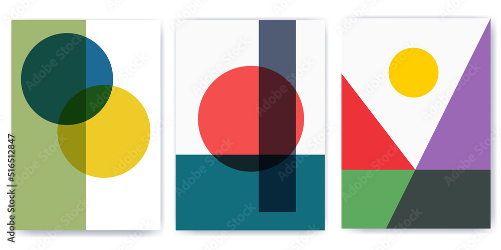 Geometric background. Bauhaus cover templates with abstract geometry. Retro minimal shapes, design vector set. Cover for magazine, brochure or poster Geometric background. Bauhaus cover templates with abstract geometry. Retro minimal shapes, design vector set. Cover for magazine, brochure or poster