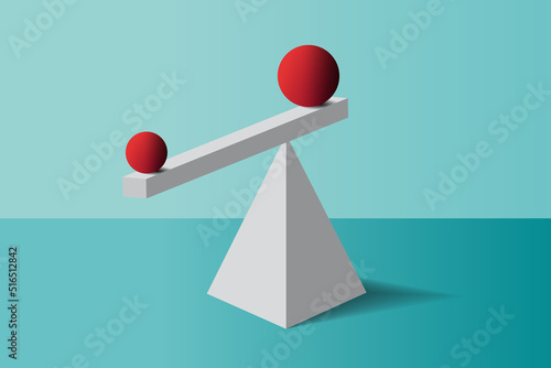 Pyramid and a sphere in perfect balance. Concept of equality and economic stability. Vector illustration