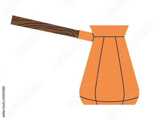 Copper cezve for making Turkish coffee. Flat vector illustration. Eps10