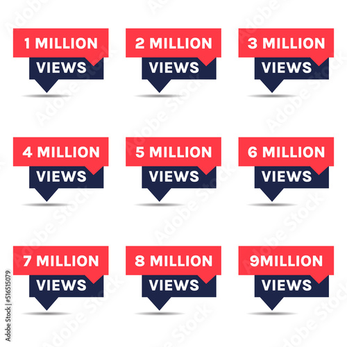 1 million to 9 million views celebration thumbnail design vector, 1m plus views thank you