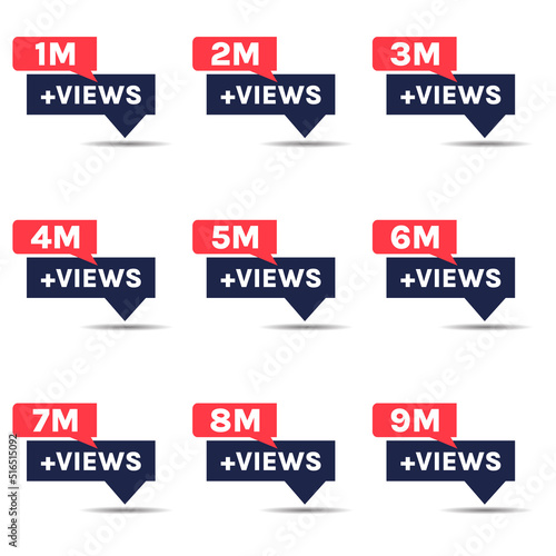 1 million to 9 million views celebration thumbnail design vector, 1m plus views thank you