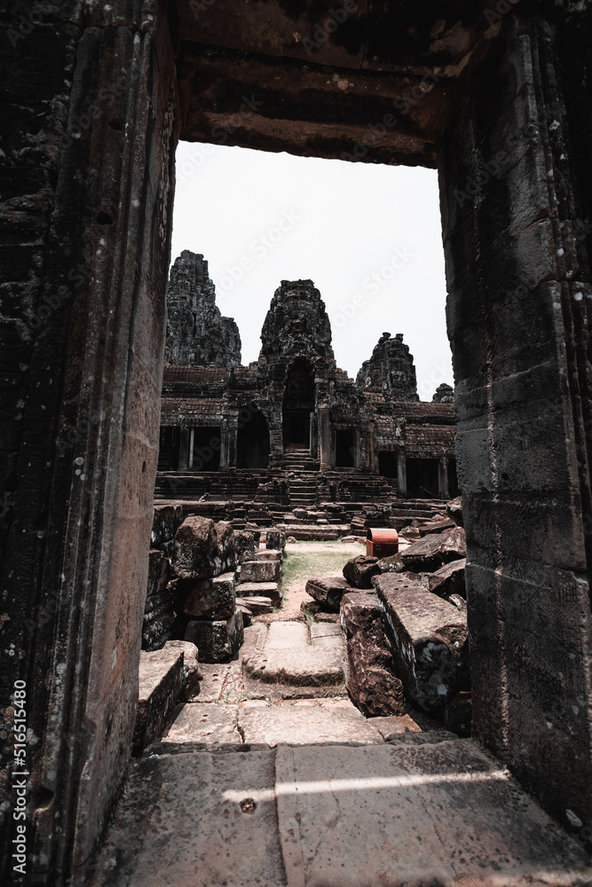 Looking through one of the openings at Bayon Temple - Angkor, Cambodia