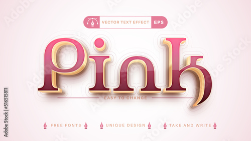 Pink Gold Editable Text Effect, Font Style