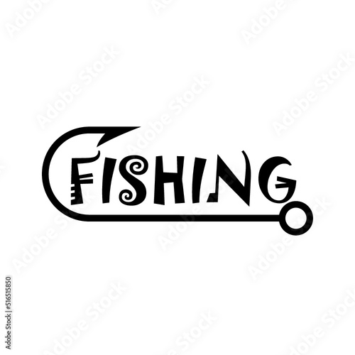 Modern fish hook logo icon isolated on white background