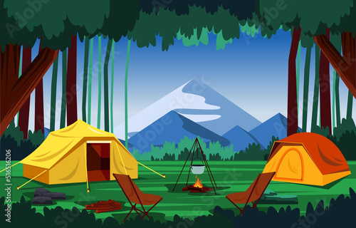 Summer Camp Tent Outdoor Mountain Nature Adventure Holiday