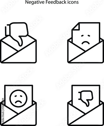 negative feedback icon set isolated on white background. negative feedback icon thin line outline linear negative feedback symbol for logo, web, app, UI. negative feedback icon simple 