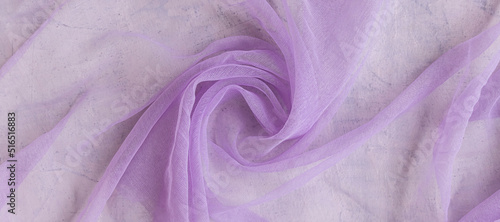 banner with Texture of chiffon fabric in purple or lilac color for backgrounds photo