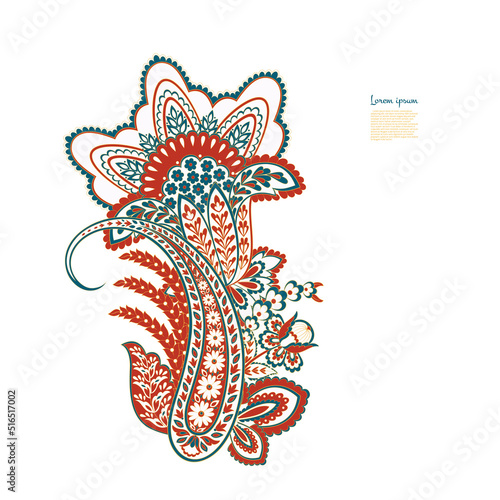 Vector Paisley pattern in floral indian style