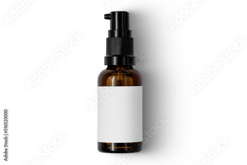 Dropper bottle mock up isolated on a white background. Blank label. Cosmetic glass empty bottles for liquid drug. Transparent template. Antiseptic hand sanitizer spray, antibacterial alcohol liquid.