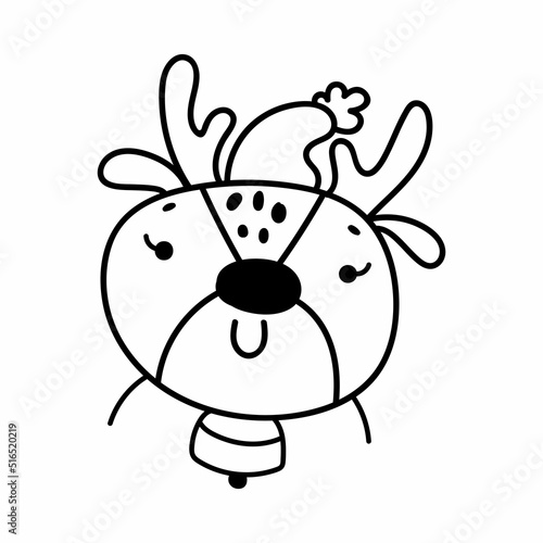 Single hand drawn deer. Doodle vector illustration for greeting cards, posters, stickers and seasonal design. Isolated on white background.