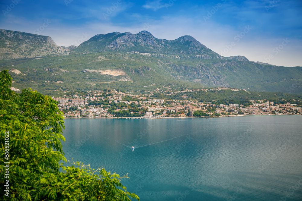 Picturesque view of the town Herceg Novi in the Bay of Kotor