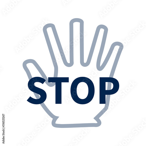 The word STOP, an open palm, and a stop loss order