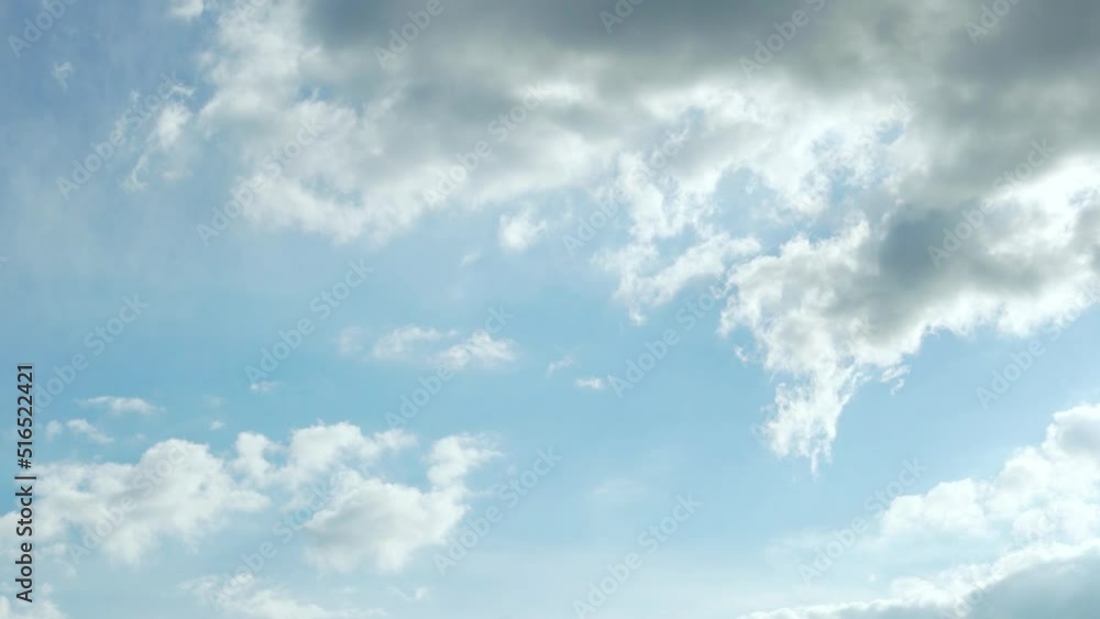 Time Lapse Sunny Blue Sky with Puffy Clouds. Aerial Drone Footage of a Sunny Summer Skyscraper with Cumulus White Clouds. Beautiful Background, Clean Atmosphere. Time Lapse Sunny Blue Sky with Puffy Clouds. Aerial Drone Footage of a Sunny Summer Skyscraper with Cumulus White Clouds. Beautiful Background, Clean Atmosphere.