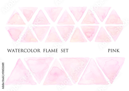 水彩フレーム、三角、デザイン素材、ピンク