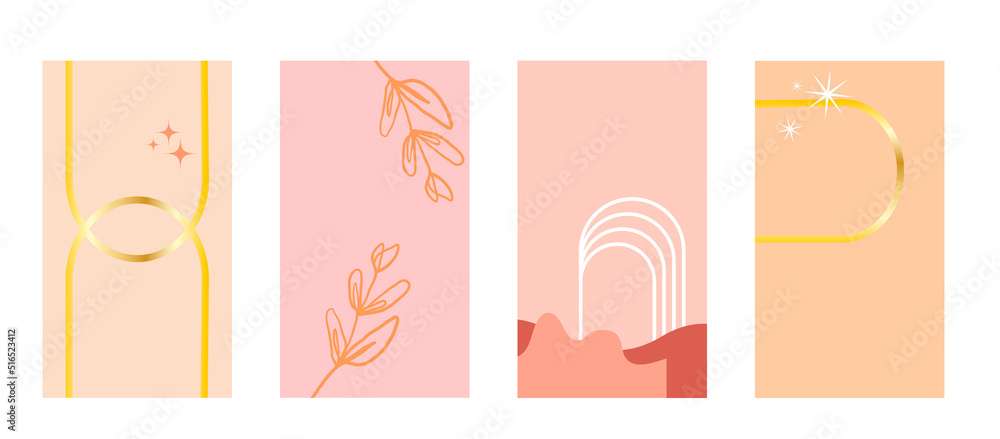 Set of 4 abstract background for social media post template. Colorful pastel with minimal element. Set of 4 abstract background for social media post template. Colorful pastel with minimal element.