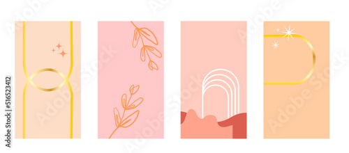 Set of 4 abstract background for social media post template. Colorful pastel with minimal element.