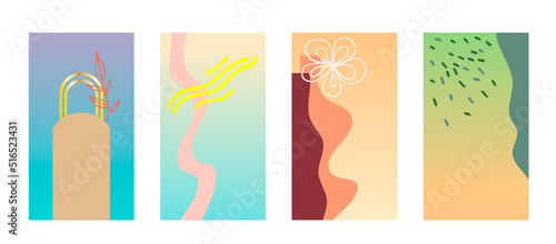 Set of 4 abstract background for social media post template. Colorful gradient pastel with minimal element.