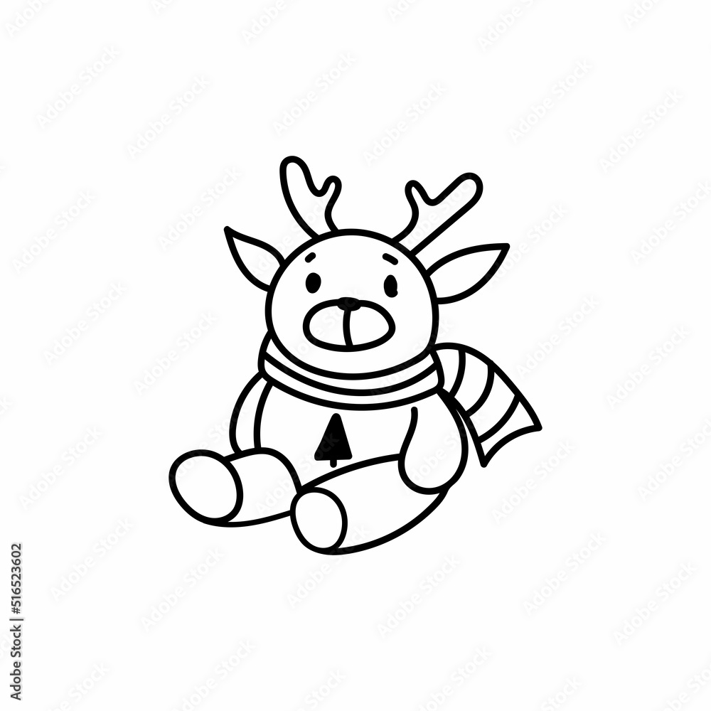 Single hand drawn deer. Doodle vector illustration for greeting cards, posters, stickers and seasonal design. Isolated on white background. Single hand drawn deer. Doodle vector illustration for greeting cards, posters, stickers and seasonal design. Isolated on white background.