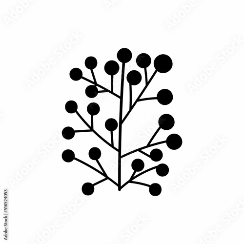 Single hand drawn winter branch. Doodle vector illustration. Isolated on white background.
