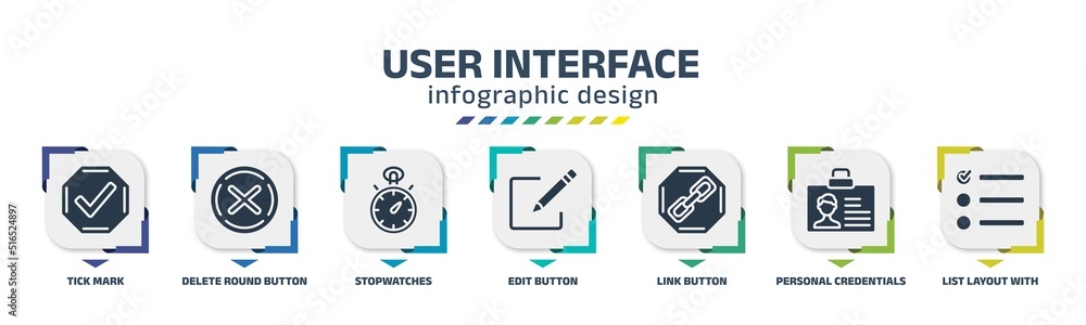 Vecteur Stock user interface infographic design template with tick mark ...