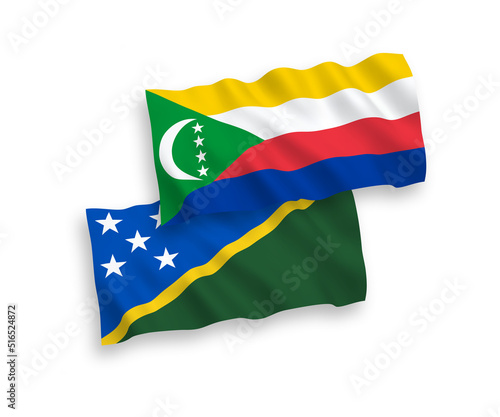 Flags of Union of the Comoros and Solomon Islands on a white background