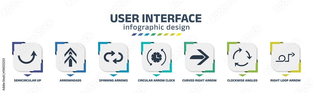 user interface infographic design template with semicircular up arrow ...