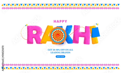 Happy Rakhi creative typography design concept on the indian festival of siblings love and care bond.