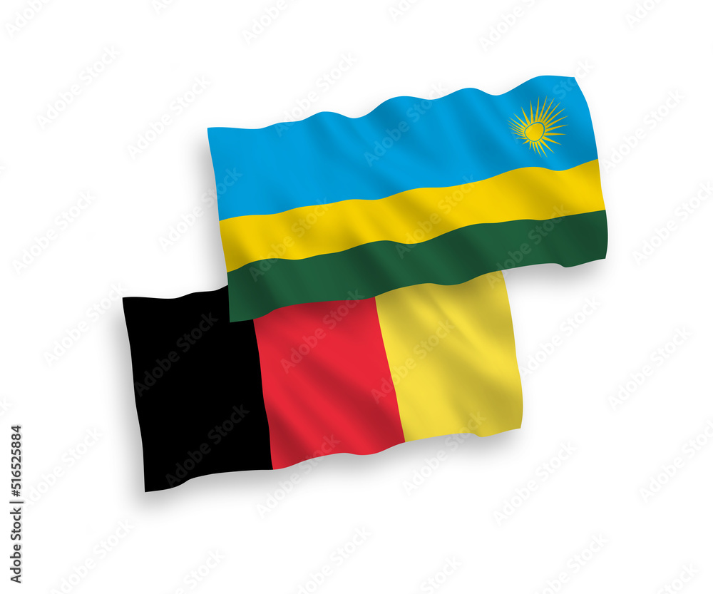 Obraz premium Flags of Belgium and Republic of Rwanda on a white background