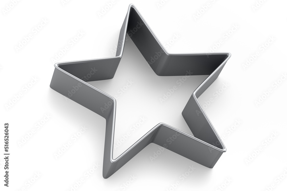 Fototapeta premium Metal cookie cutters for homemade Christmas biscuit on a white background.